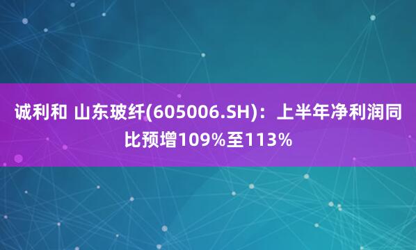 诚利和 山东玻纤(605006.SH)：上半年净利润同比预增109%至113%