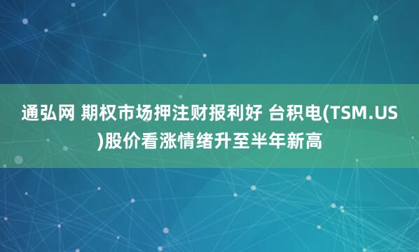 通弘网 期权市场押注财报利好 台积电(TSM.US)股价看涨情绪升至半年新高