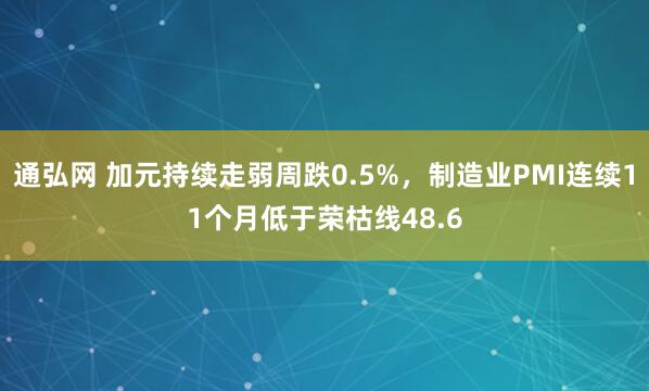 通弘网 加元持续走弱周跌0.5%，制造业PMI连续11个月低于荣枯线48.6